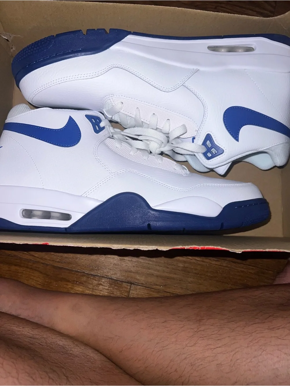 RARE Men's Nike Flight Legacy White Game Royal BQ4212-103 Size New No Lid!
